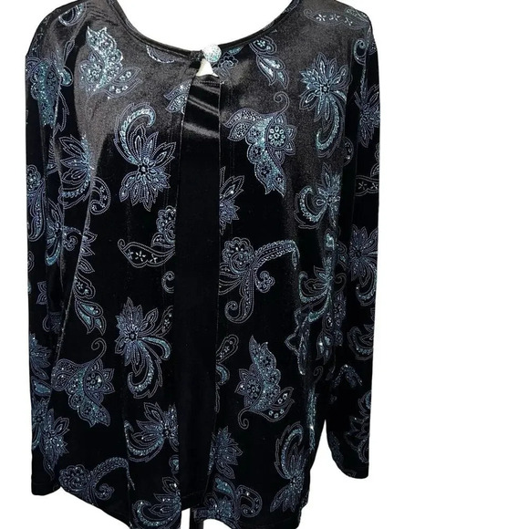 Elementz, 2X,jacket Cami sparkle crush velvet jewel button loop neckline close - Picture 1 of 10